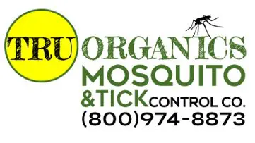 A yellow and green logo for mosquito control company