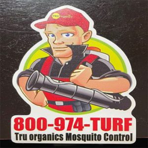 A sticker of a man holding an air gun.